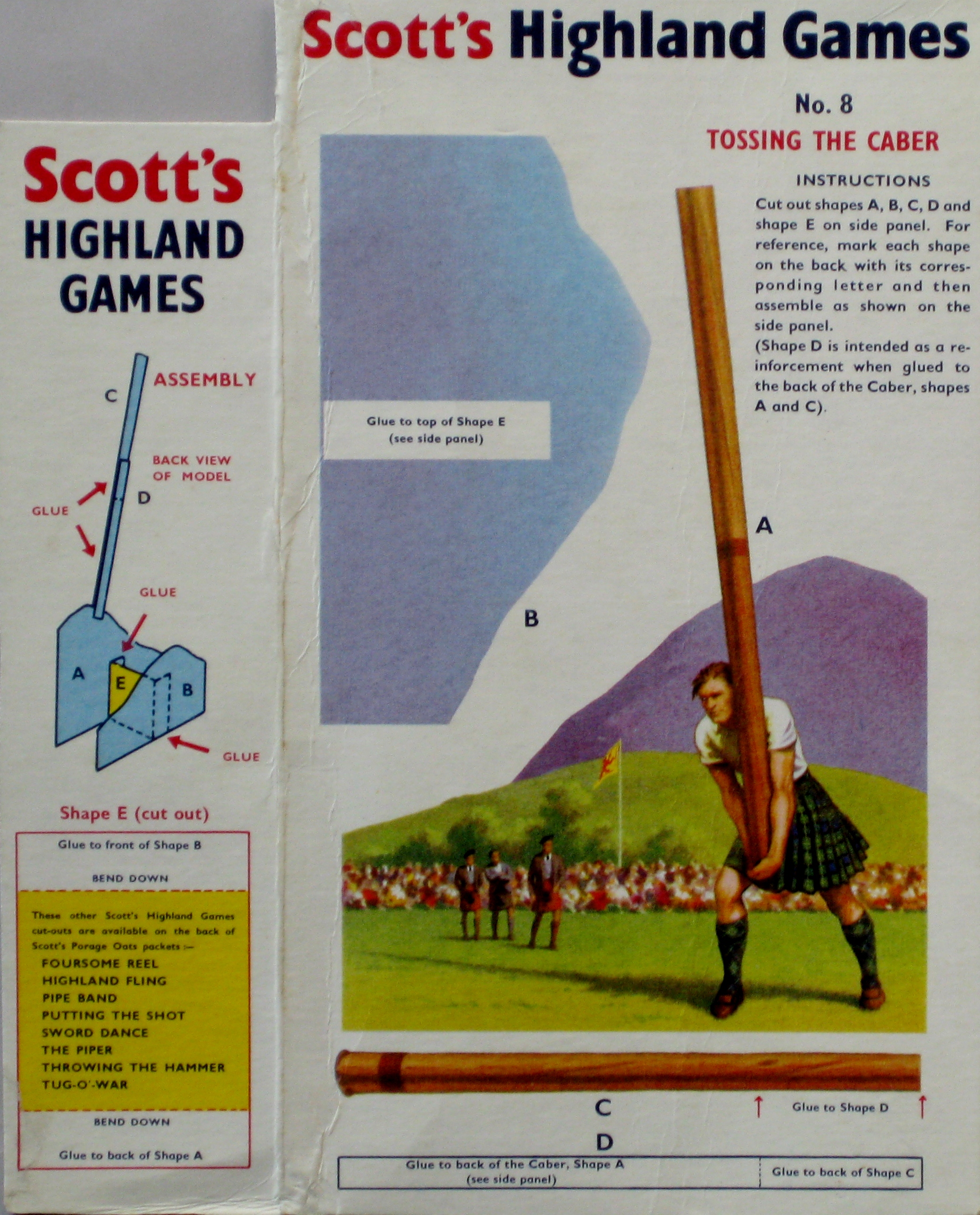 1950s Scotts Porage Highland Games Tosisng the Caber