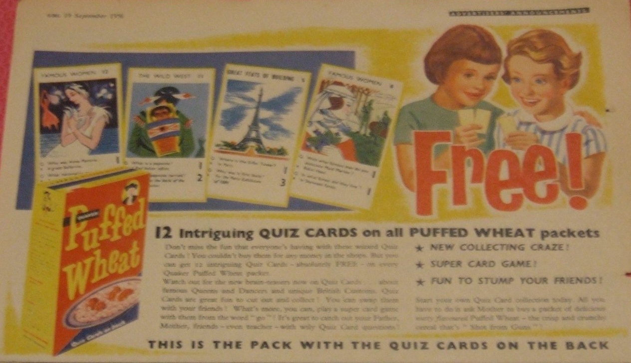 1956 Quaker Oats Quiz Cards - Famous Women, The Wild West and Great Fetas of Building (betr)
