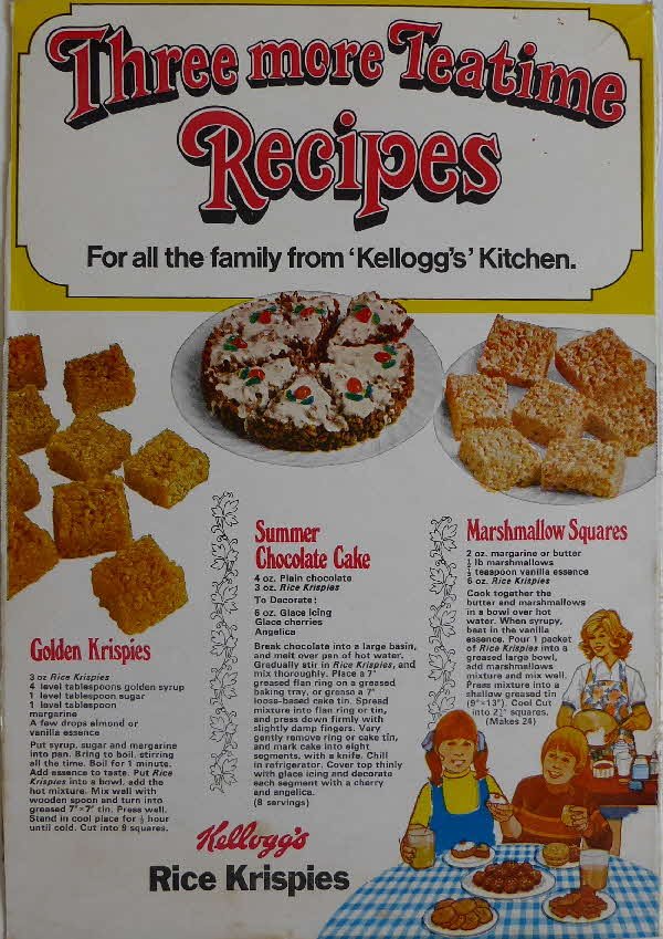 1970s Rice Krispies Tea Time Recipes
