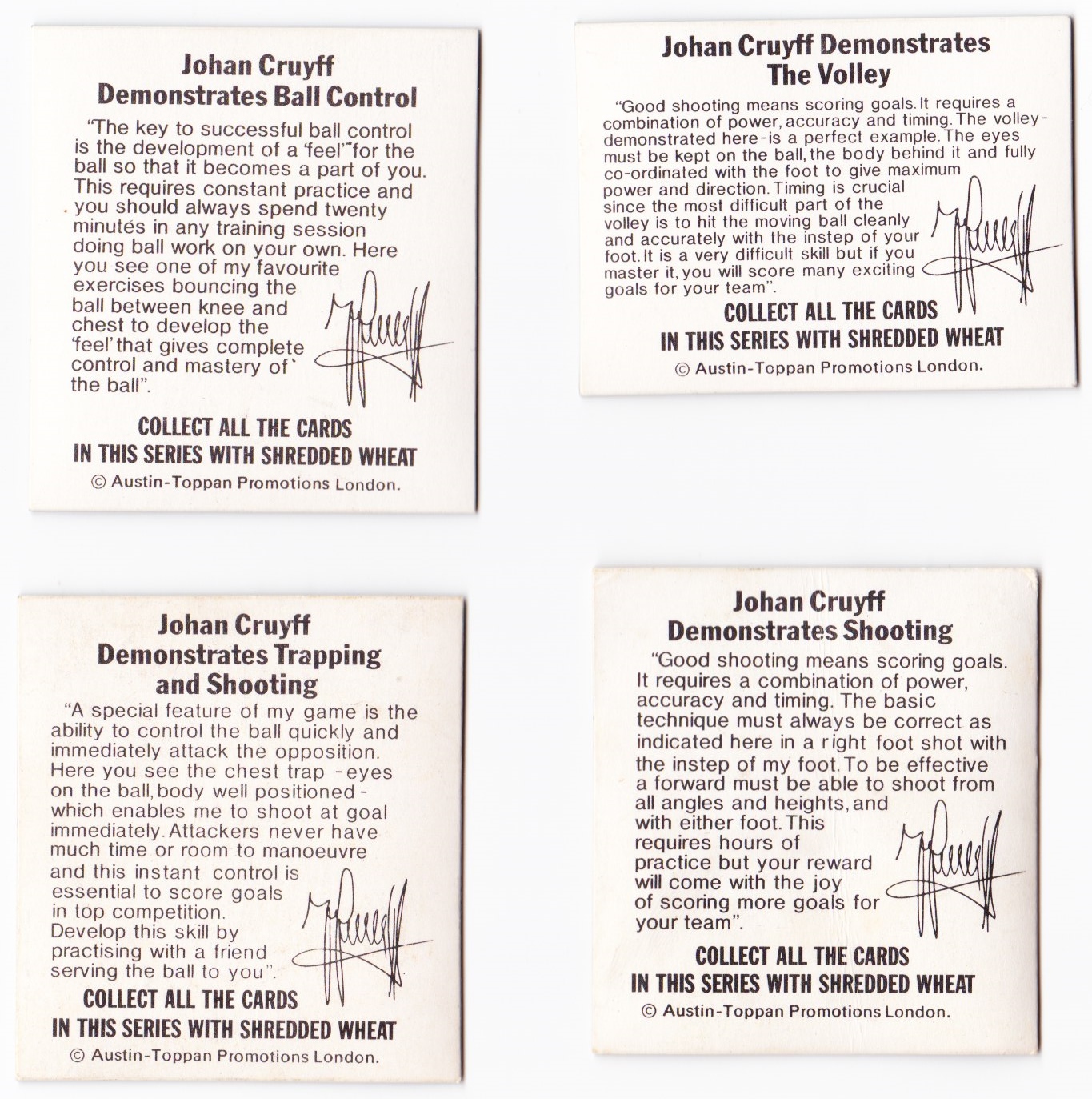 1974 Shredded Wheat Johan Cruyff Action cards back