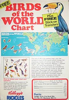 1975 Ricicles Birds of the World Stick on Transfers (betr)