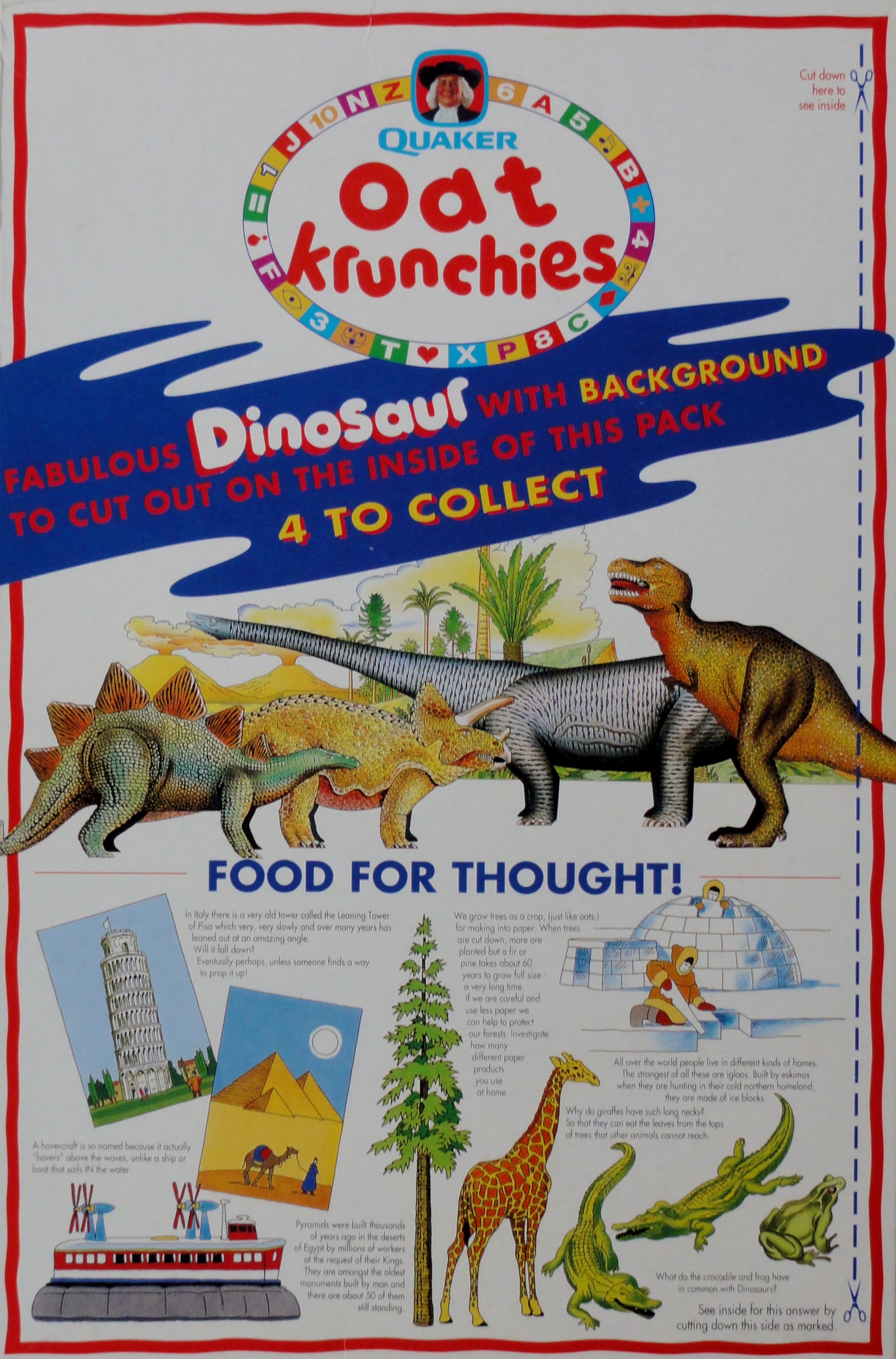 1993 Oat Krunchies Dinosaurs back