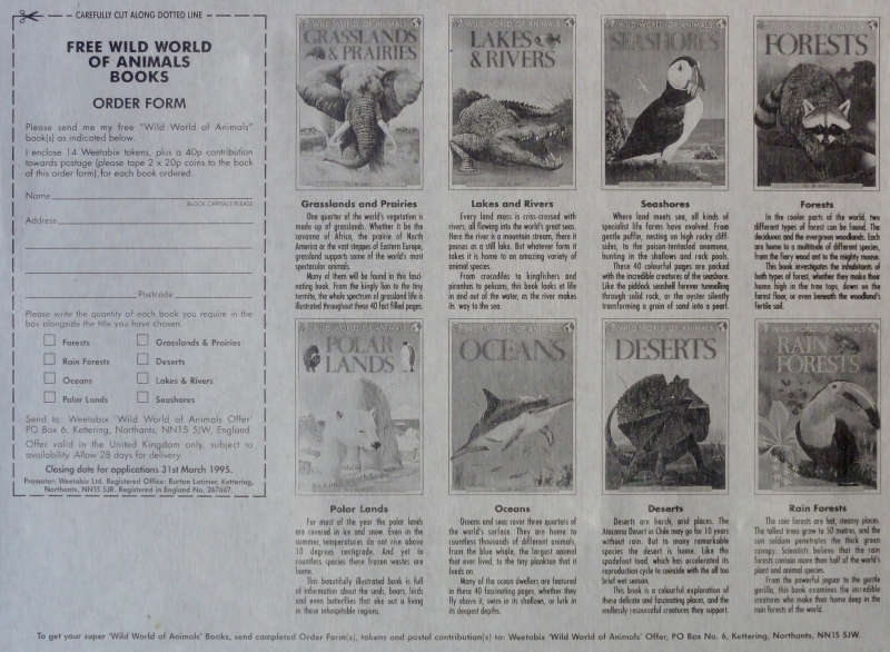 1993 Weetabix Wild World of Animals Books inside
