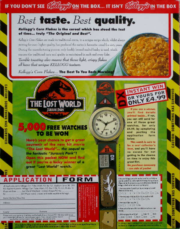 1997 Cornflakes The Lost World Watch