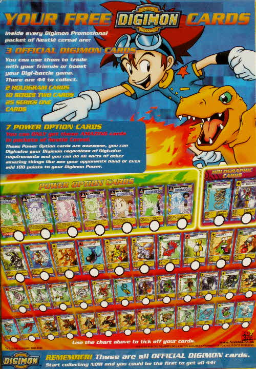 2001 Cheerios Digimon cards