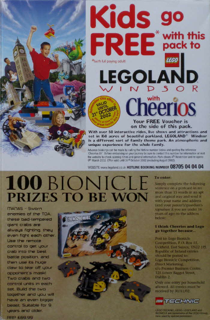 2001 Cheerios Legoland offer