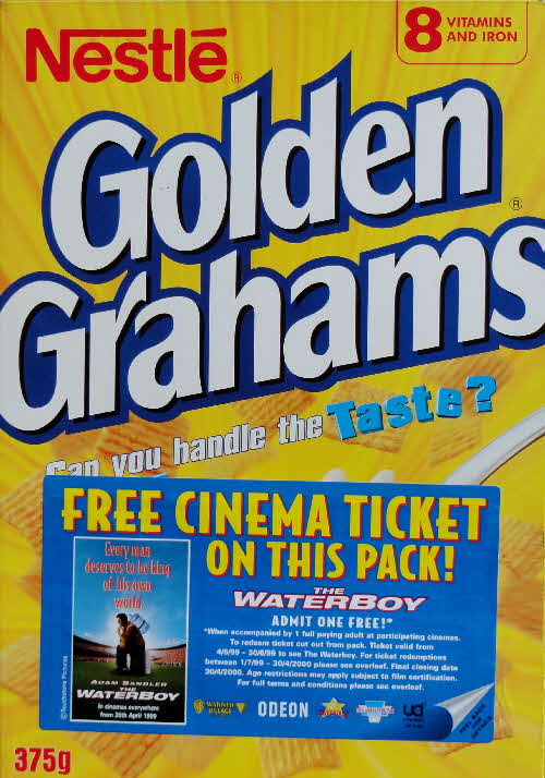 1998 Golden Grahams Cartoon pack (2) front & cinema ticket
