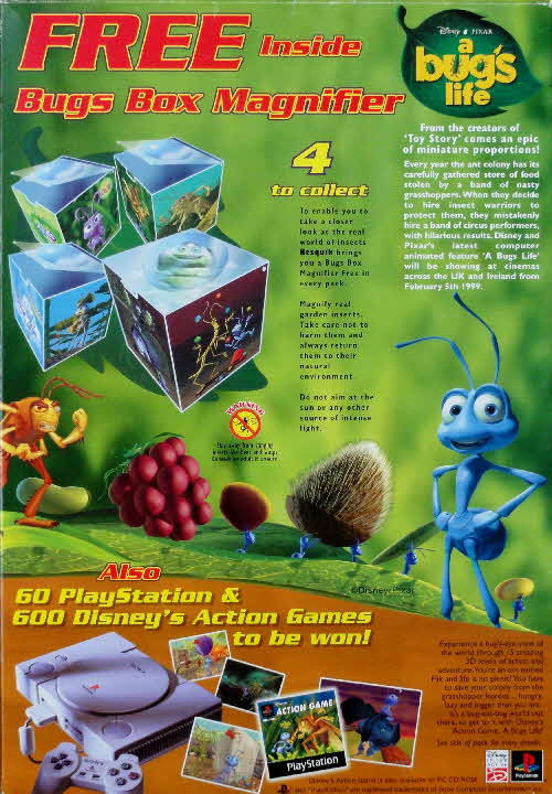 1998 Nesquick Bugs Life Bugs Box Magnifyer
