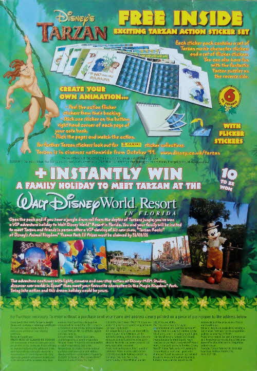 1998 Nesquick Tarzan Action Stickers