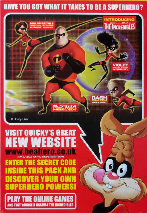 2004 Nesquik Incredibles Secret Code pack