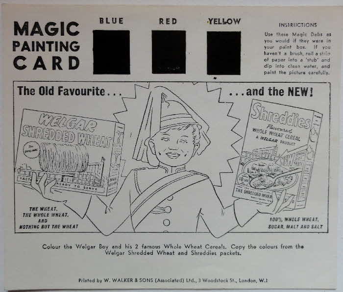 1950s Shredded Wheat Magic Painting Card