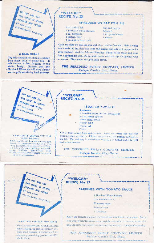 1950s Shredded Wheat Recipe Cards (2)