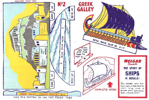 1955 Shredded Wheat Story of Ships 2 Greek Galley