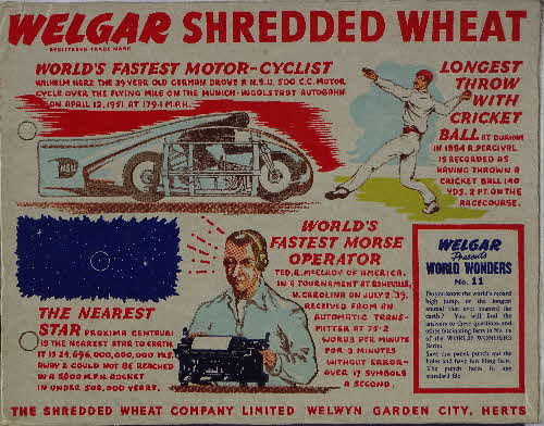 1950s Shredded Wheat World Wonders No 11