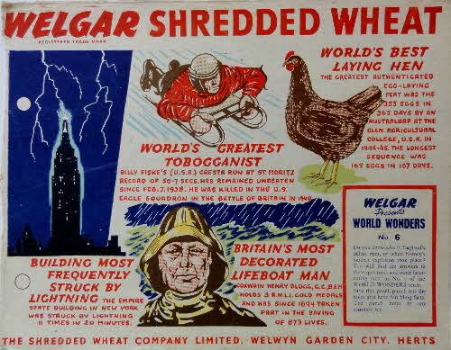 1950s Shredded Wheat World Wonders No 6
