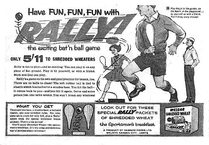 1960 Shredded Wheat Bat n ball game