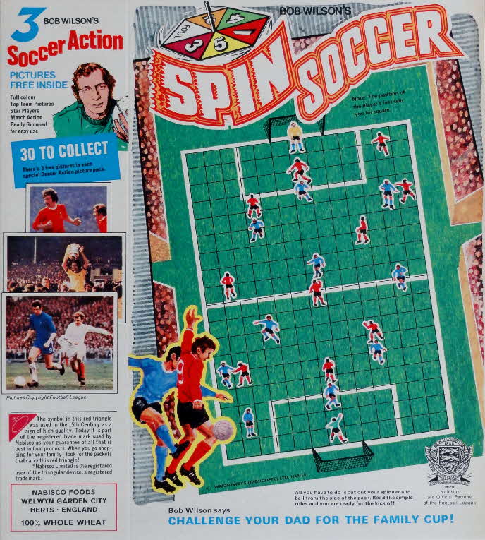 1972 Shredded Wheat Bob Wilsons Soccer Action Stickers & Spin Soccer Game (1)