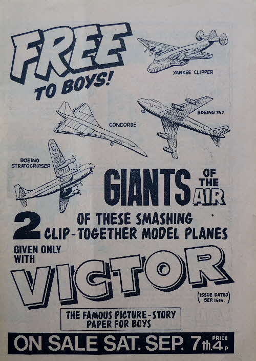 1974 Victor Comic Model Planes (similar to Shredded Wheat)