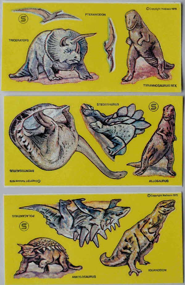 1973 Shredded Wheat Dinosaur Stickers