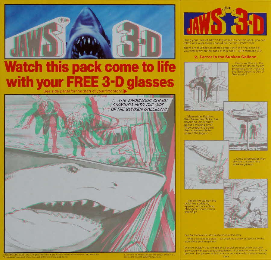1983 Shredded Wheat Jaws 3D glasses & Pack - Sunken Galleon
