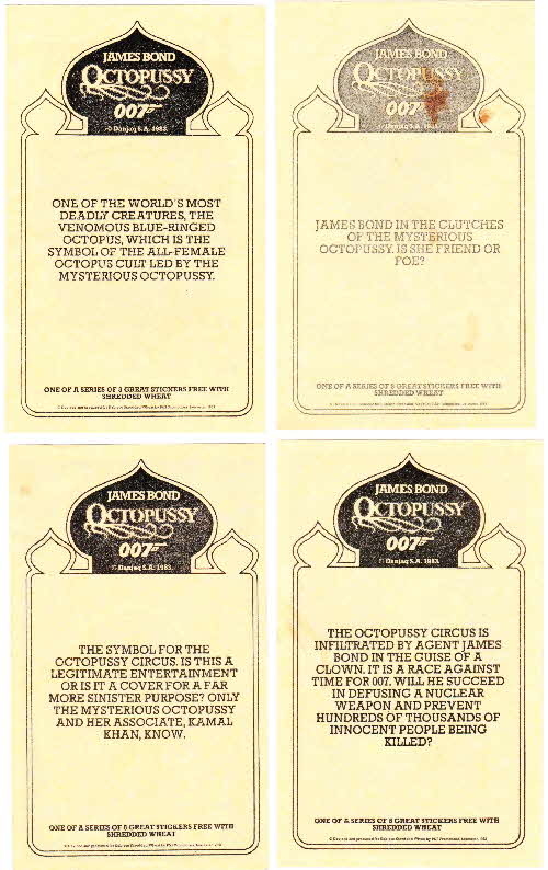 1983 Shredded Wheat Octopussy 007 stickers reverse (1)