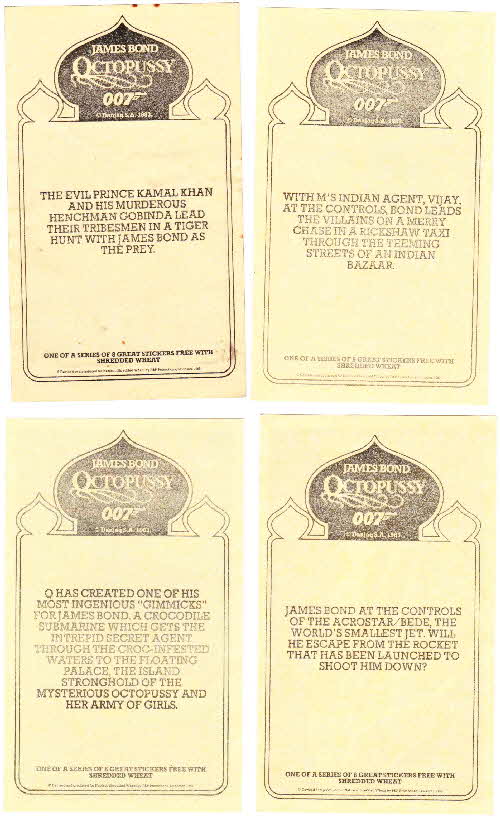 1983 Shredded Wheat Octopussy 007 stickers reverse (2)
