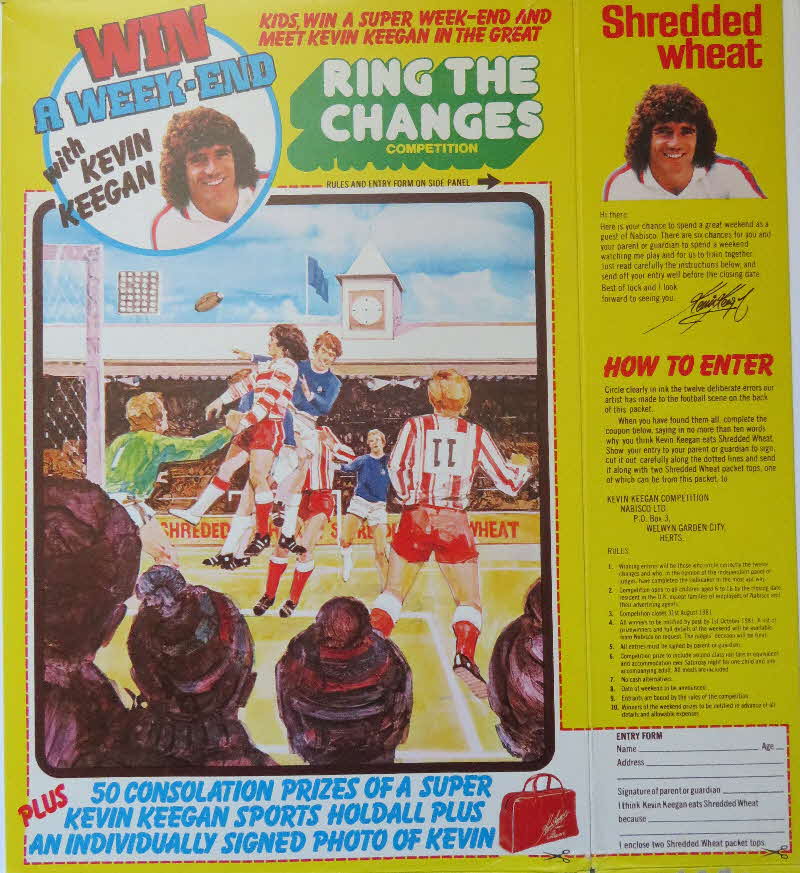 1981 Shredded Wheat Win a Weekend with Kevin Keegan Competition