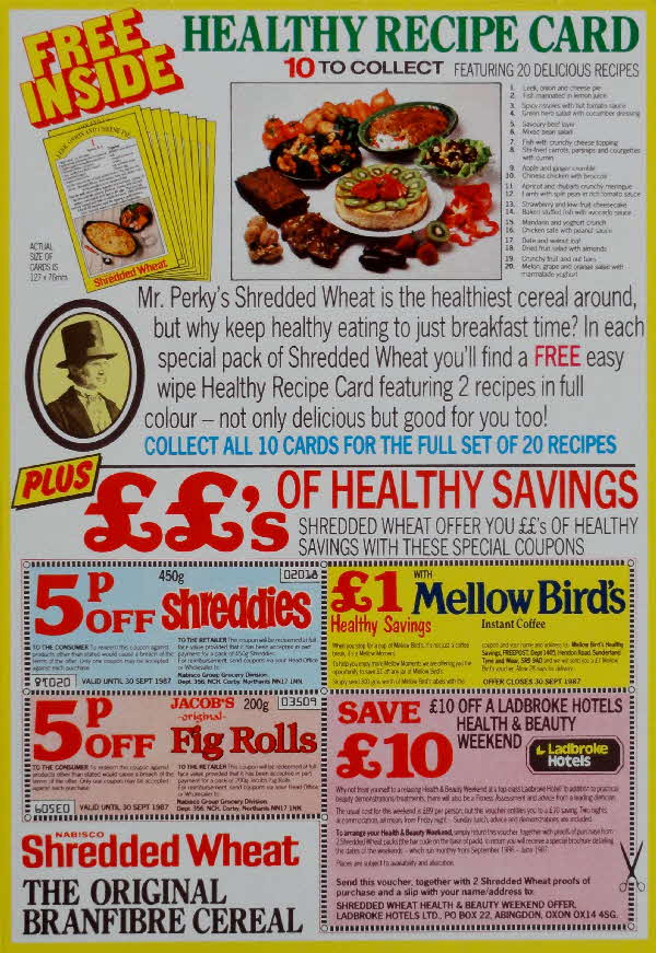 1986 Shredded Wheat Healthy Recipe Card & Savings