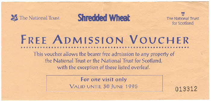 1993 Shredded Wheat National Trust voucher