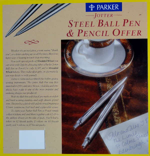 1990s Shredded Wheat Parket Pen & Pencil