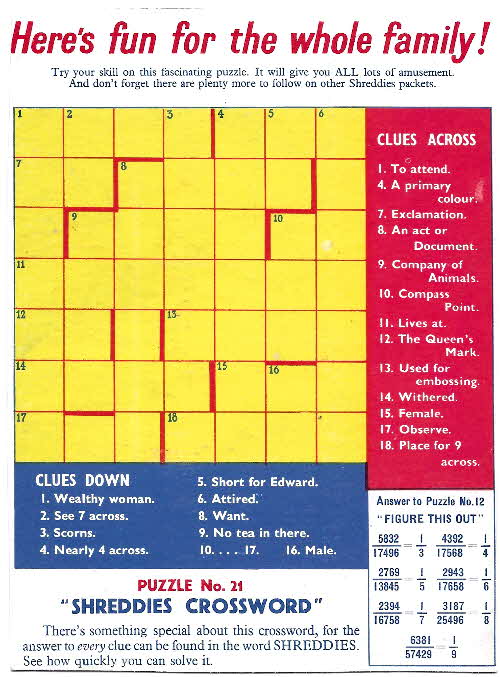 1950s Shreddies Puzzles No  (21)
