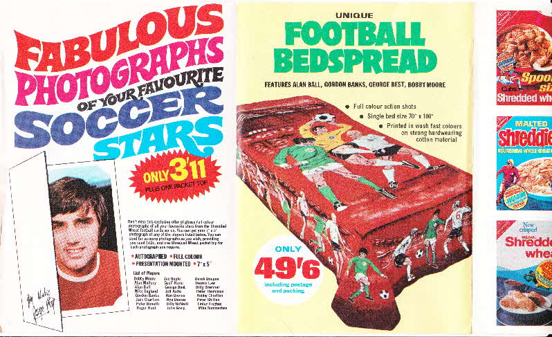 1970 Shredded Wheat Photographs, soccer cards and football bedspread leaflet (4)