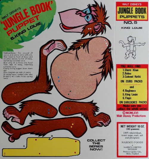 1966 Shreddies Jungle Book Puppet no 5 King Louie