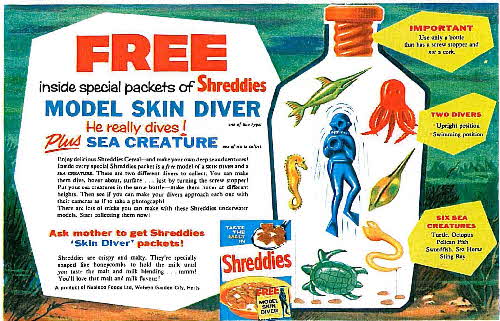 1960 Shreddies Scuba Diver & Sea Creatures colour