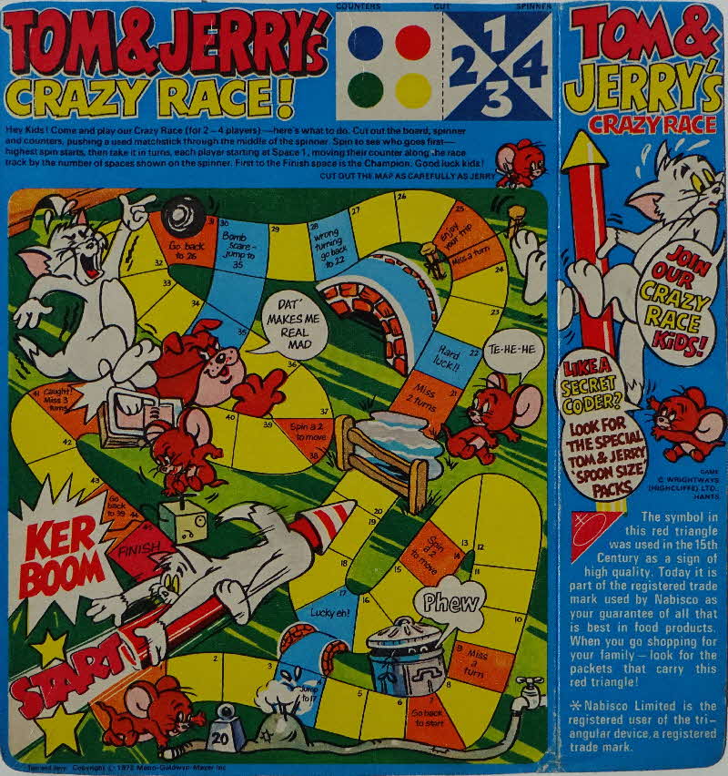 1972 Shreddies Tom & Jerry Crazy Race Game
