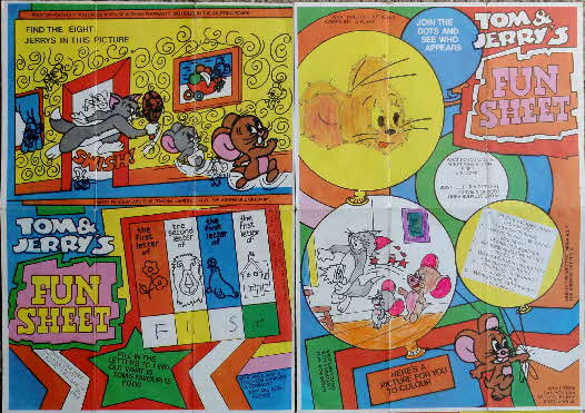 1974 Shreddies Tom & Jerry Fun Sheet 1 front