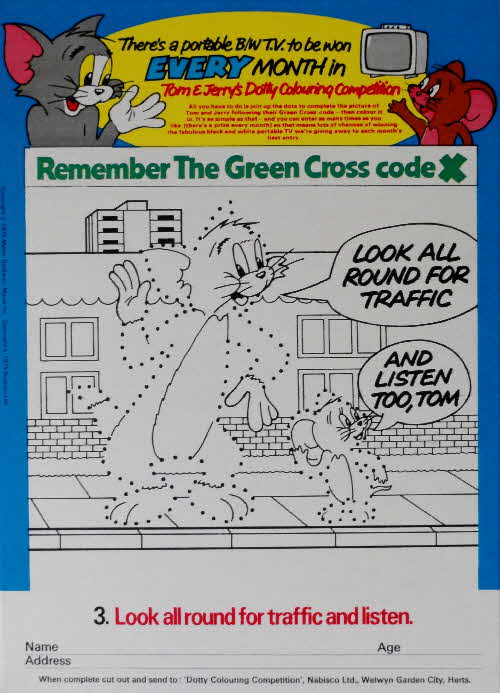 1975 Shreddies Tom & Jerry Portable TV Colouring Competition No 3