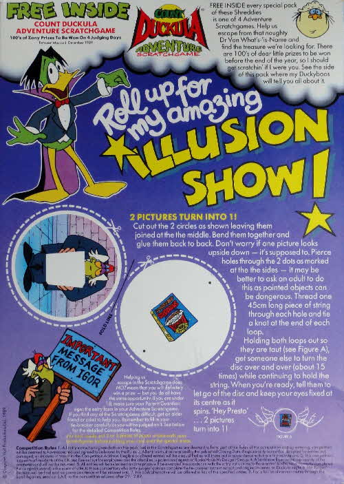 1988 Shreddies Count Duckula Illusion Show, Scratchgame & Duckula Mug, Video & WallPoster (1)