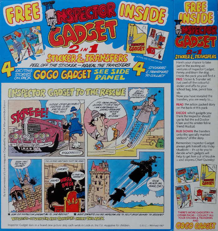 1987 Shreddies Inspector Gadget Sticker & Transfers (3)