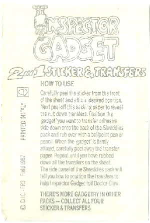 1987 Shreddies Inspector Gadget transfers reverse (1)