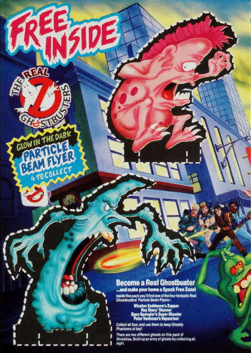 1988 Shreddies Real Ghostbusters Glow in the Dark Particle Beam Flyer (2)