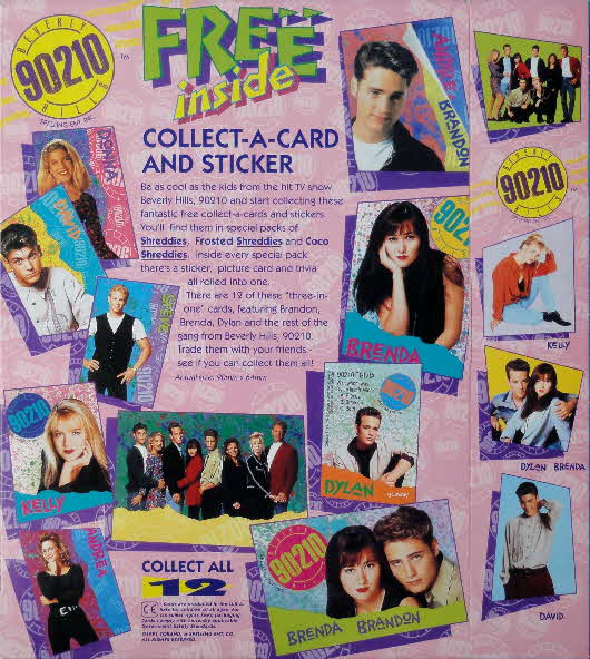 1993 Shreddies Beverly Hills 90210 Collect Card & Sticker