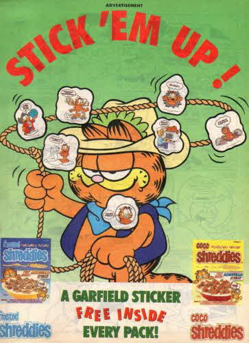 1990 Shreddies Garfiled Sticker (betr)