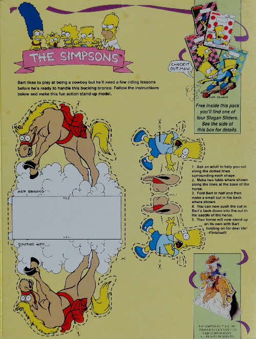 1991 Shreddies Simpsons Slogan Slider & horse pack