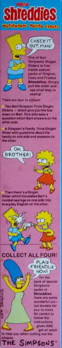 1991 Shreddies Simpsons Slogan Slider