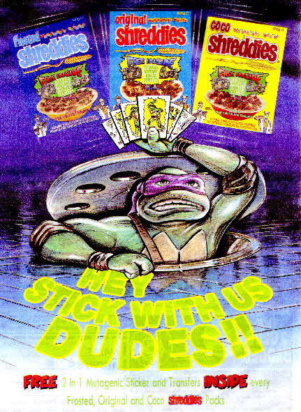 1990 Shreddies Teenage Mutant Ninja Turtle Transfers
