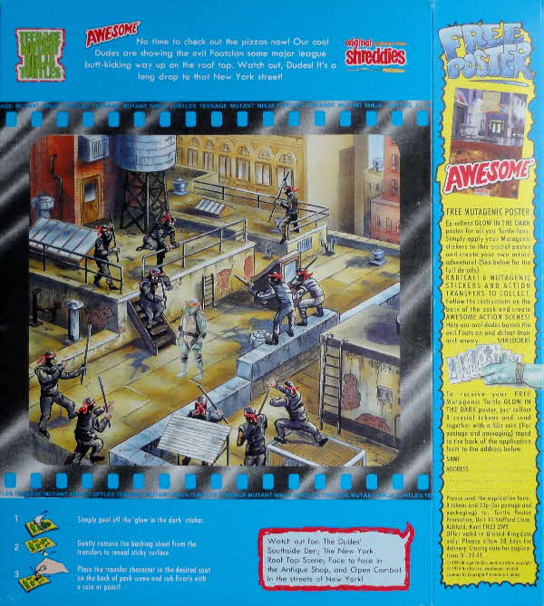 1990 Shreddies Teenage Mutant Ninja Turtles Sticker & Action transfer (4)