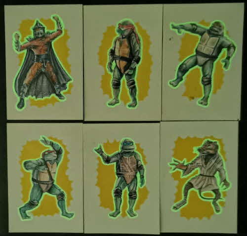 1990 Shreddies Teenage Mutant Ninja Turtles Stickers glowing (2)