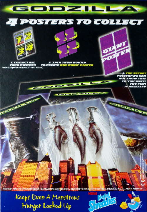1998 Shreddies Godzilla Posters