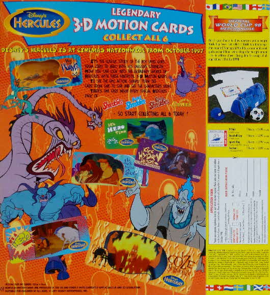 1997 Shreddies  Hercules 3D Motion Card & World Cup 98 Merchandise (3)